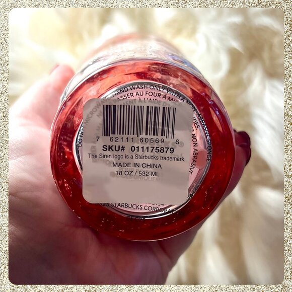 🎄🎀 NWT Starbucks 2025 Holiday Pink/Mauve Speckled Glass Tumbler w/ Bow Topper - Picture 4 of 10